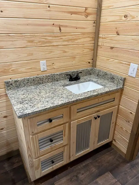 Pine bathroom vanity with granite top